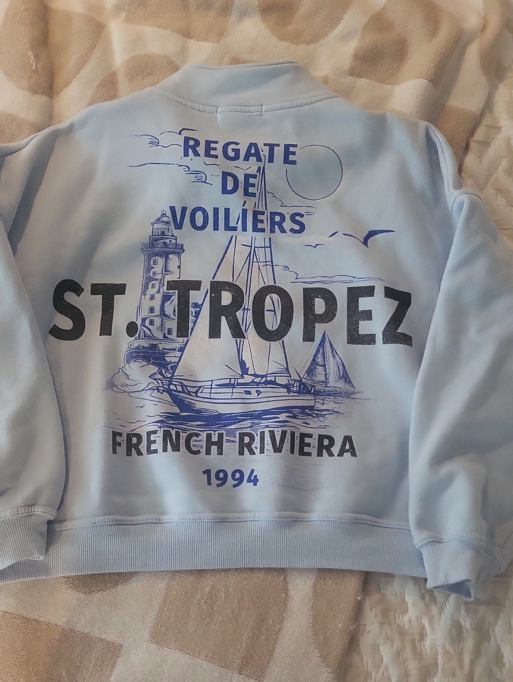 Light Blue St. Tropez French Riviera Half-Zip Pullover - Picture 4 of 5